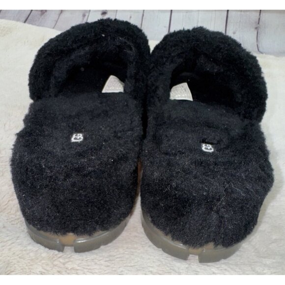 Authentic UGG Women’s Fluffita Clear Sheepskin Slide Sandals Shoes Black Size 11 - Picture 6 of 8